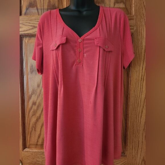 Red Button-Up Dress - Picture 1 of 4